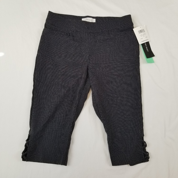 Pants Crop Comfort Elastic Waist 89th Madison Women Size PM Black White Dots - Picture 2 of 8